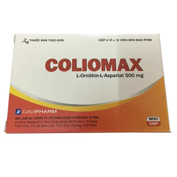 Hình ảnh Thuốc Coliomax 500mg Davi Pharm điều trị tăng amoniac (6 vỉ x 10 viên)
