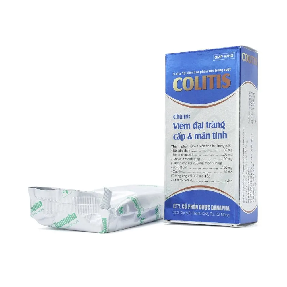 Hình ảnh Thuốc Colitis Danapha điều trị viêm đại tràng cấp và mãn tính (3 vỉ x 10 viên)