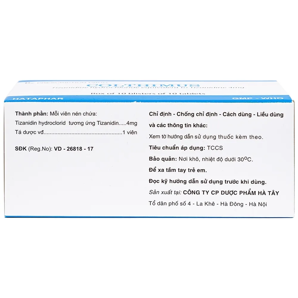 Hình ảnh Thuốc Colthimus Hataphar điều trị triệu chứng co cứng cơ (10 vỉ x 10 viên)