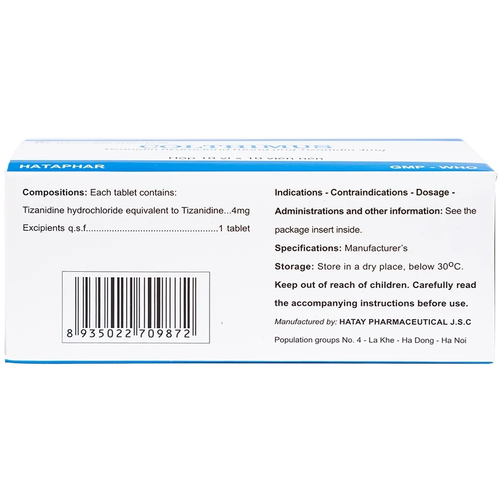Hình ảnh Thuốc Colthimus Hataphar điều trị triệu chứng co cứng cơ (10 vỉ x 10 viên)