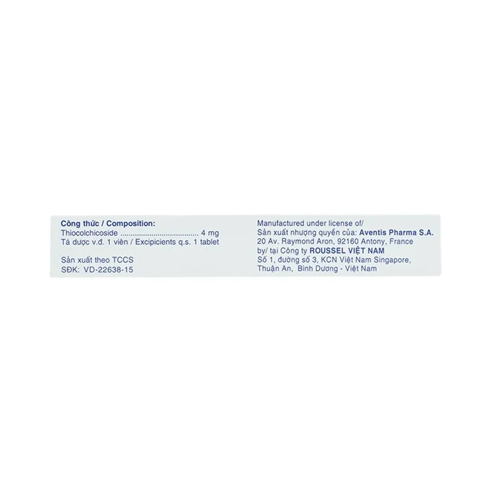 Hình ảnh Thuốc Coltramyl 4mg Roussel điều trị hỗ trợ đau do co cứng cơ bắp cấp tính (1 vỉ x 12 viên)