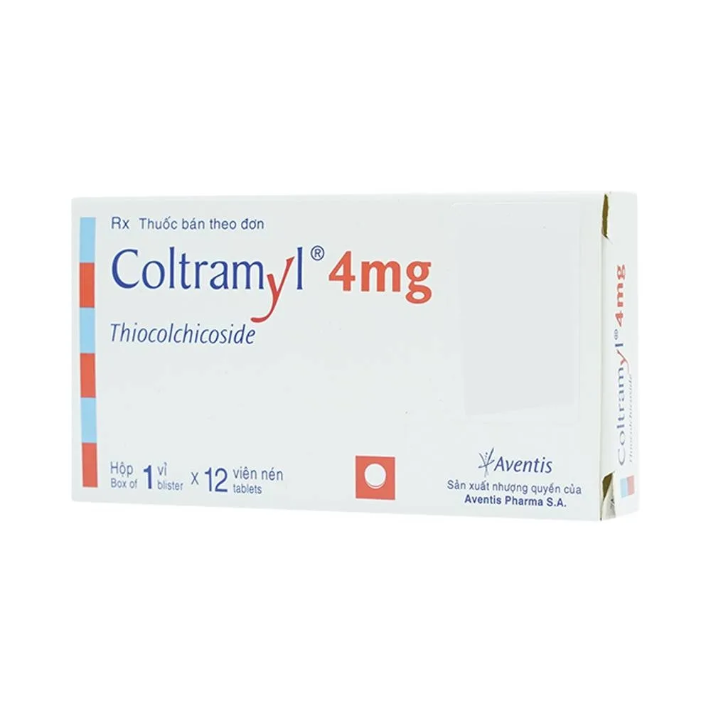 Hình ảnh Thuốc Coltramyl 4mg Roussel điều trị hỗ trợ đau do co cứng cơ bắp cấp tính (1 vỉ x 12 viên)