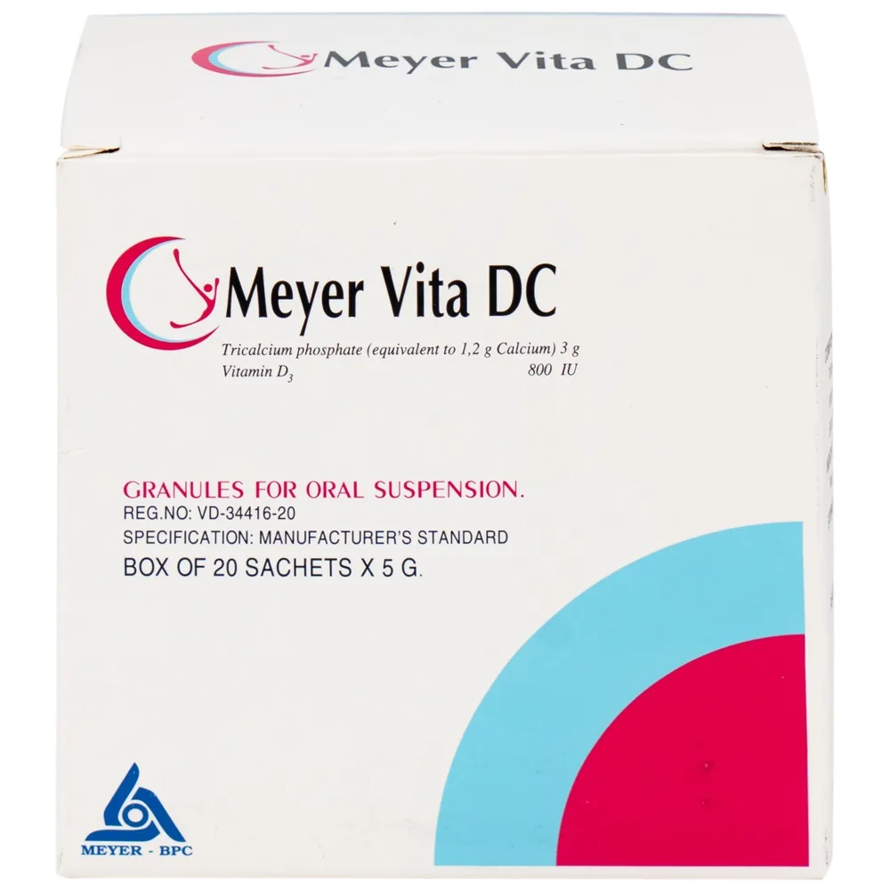 Hình ảnh Cốm Pha Hỗn Dịch Uống Meyer Vita DC điều trị và phòng ngừa thiếu vitamin D và canxi, loãng xương (20 gói)