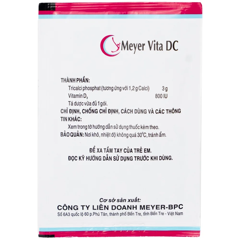 Hình ảnh Cốm Pha Hỗn Dịch Uống Meyer Vita DC điều trị và phòng ngừa thiếu vitamin D và canxi, loãng xương (20 gói)
