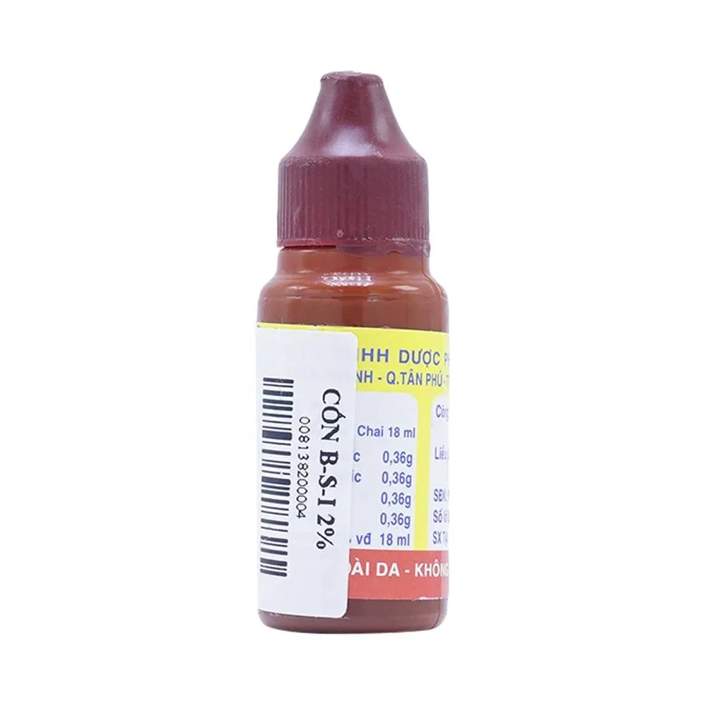 Hình ảnh Cồn BSI 2% Nam Việt điều trị nấm da, nấm móng (18ml)