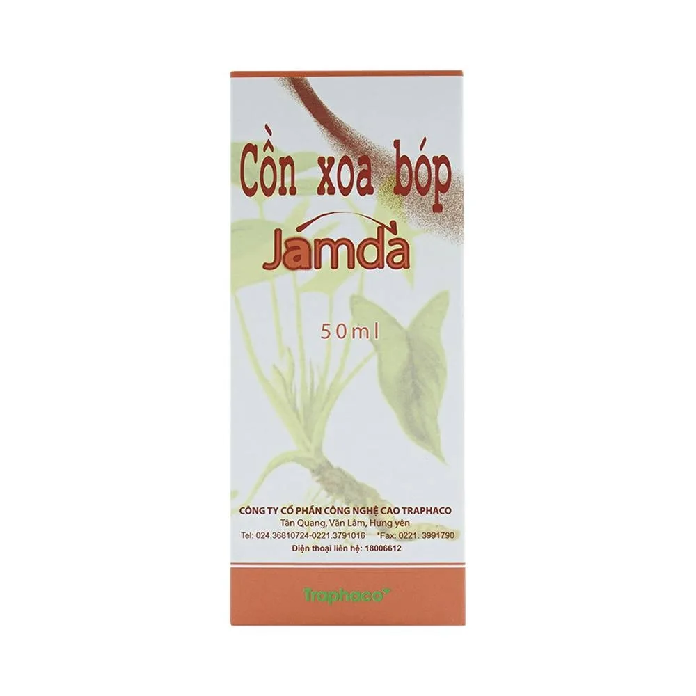 Hình ảnh Cồn xoa bóp Jamda Traphaco điều trị đau nhức các khớp xương cơ gân bắp thịt, đau lưng, mõi gối (50ml)