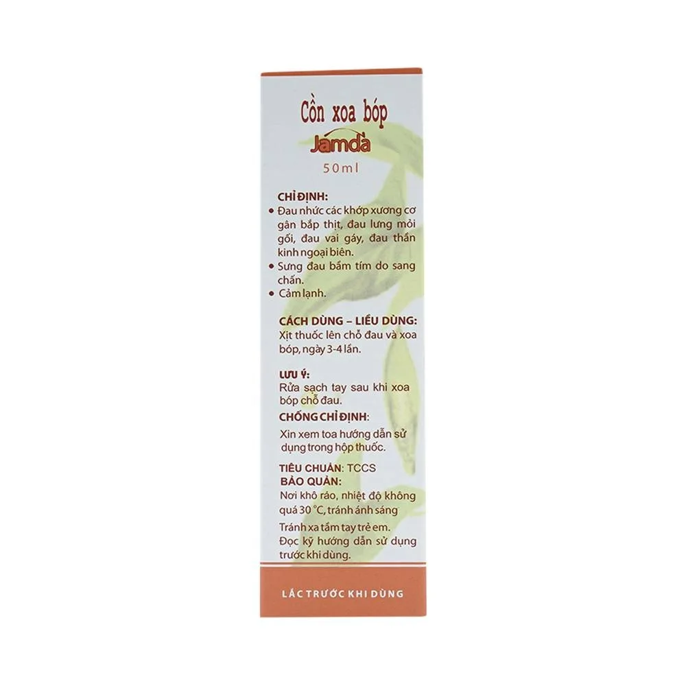 Hình ảnh Cồn xoa bóp Jamda Traphaco điều trị đau nhức các khớp xương cơ gân bắp thịt, đau lưng, mõi gối (50ml)