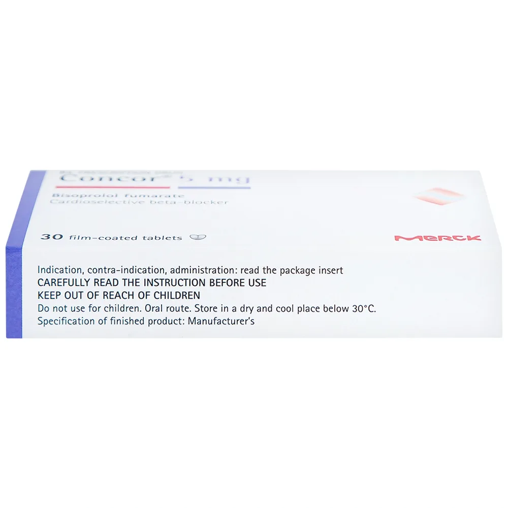 Hình ảnh Thuốc Concor 5mg Merck điều trị tăng huyết áp, đau thắt ngực (3 vỉ x 10 viên)
