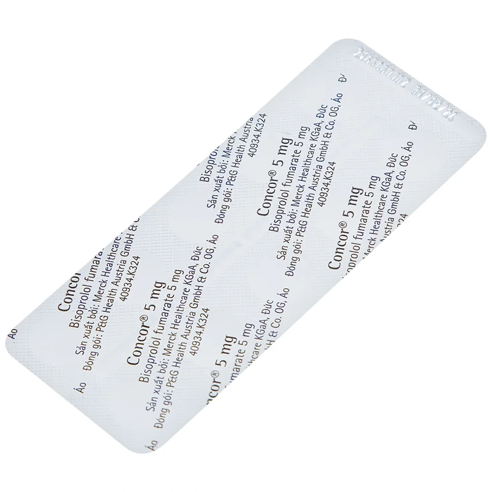Hình ảnh Thuốc Concor 5mg Merck điều trị tăng huyết áp, đau thắt ngực (3 vỉ x 10 viên)
