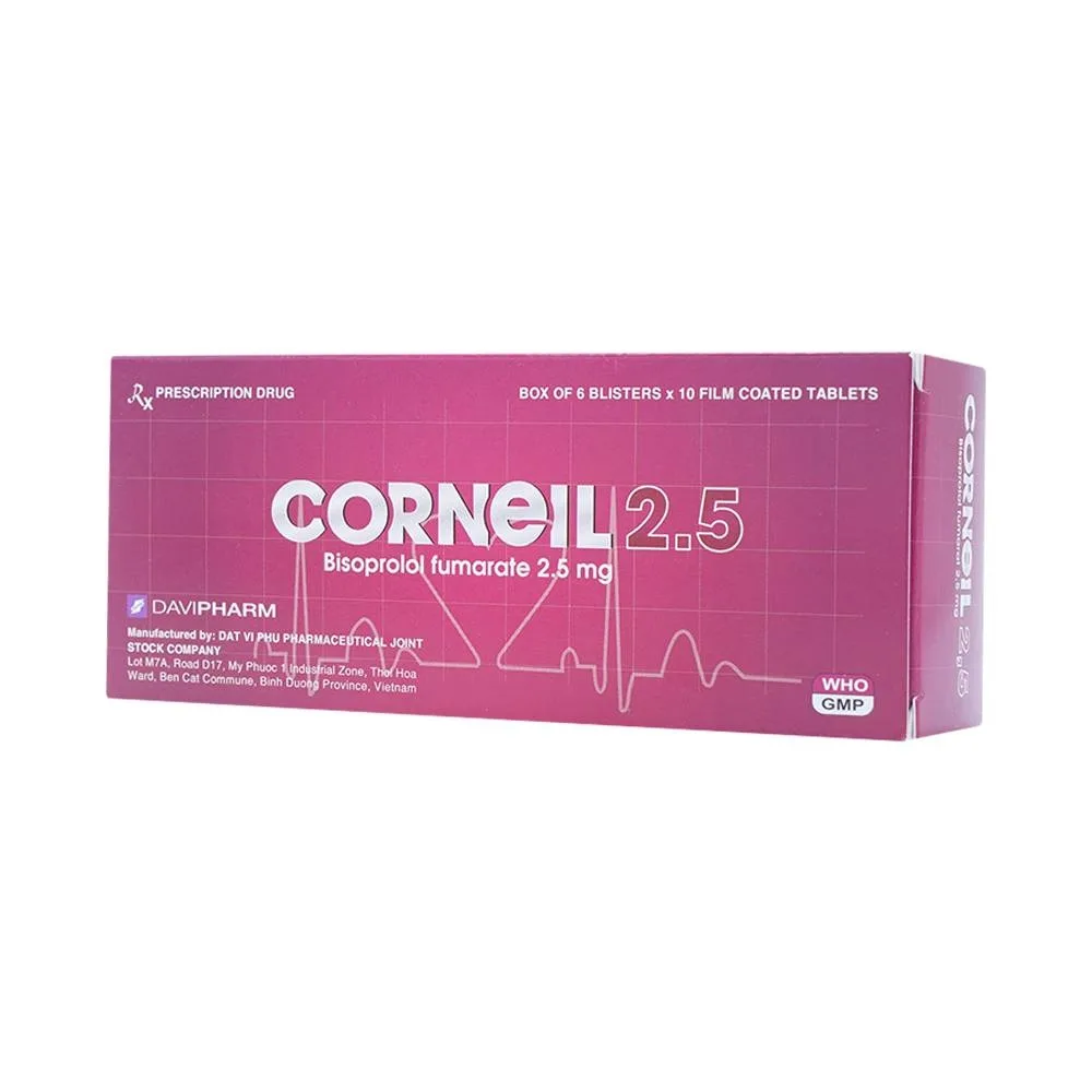 Hình ảnh Thuốc Corneil Đạt Vi Phú điều trị tăng huyết áp, đau thắt ngực (6 vỉ x 10 viên)