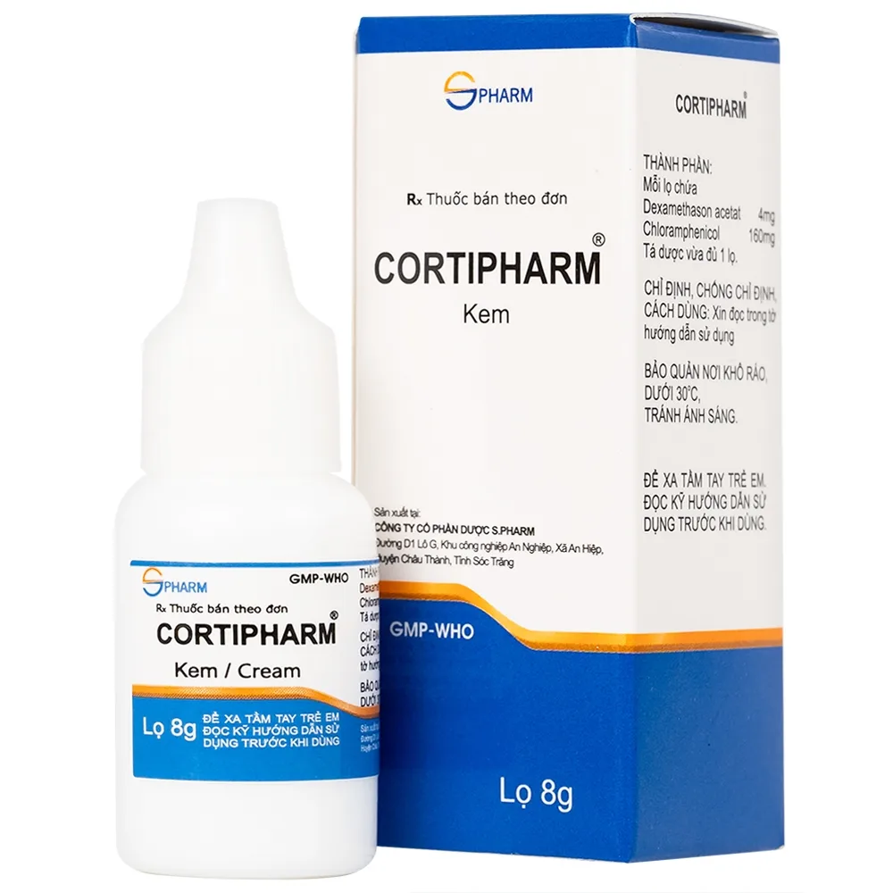 Hình ảnh Kem bôi da Cortipharm 8g Spharm điều trị viêm da tiếp xúc, chốc lỡ, viêm nang lông