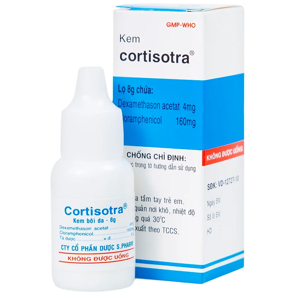 Hình ảnh Kem Cortisotra S.Pharm điều trị ngứa do dị ứng, nổi mẩn, mụn trứng cá (8g)
