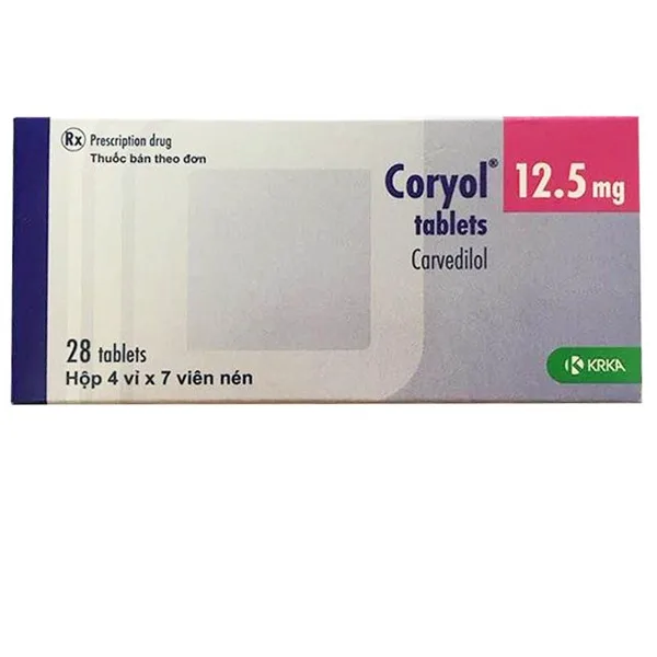 Hình ảnh Thuốc Coryol 12.5mg KRKA điều trị tăng huyết áp (4 vỉ x 7 viên)