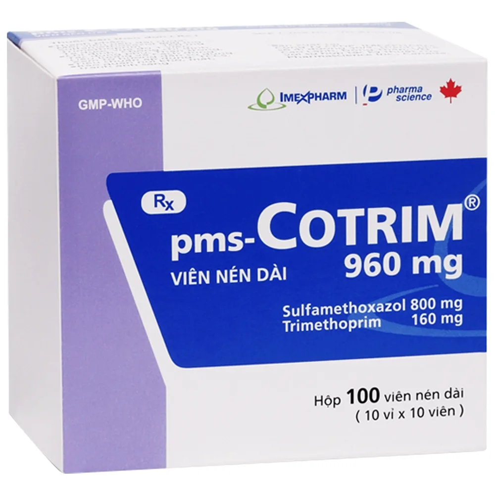 Hình ảnh Thuốc pms-Cotrim 960mg Imexpharm điều trị nhiễm khuẩn (10 vỉ x 10 viên)