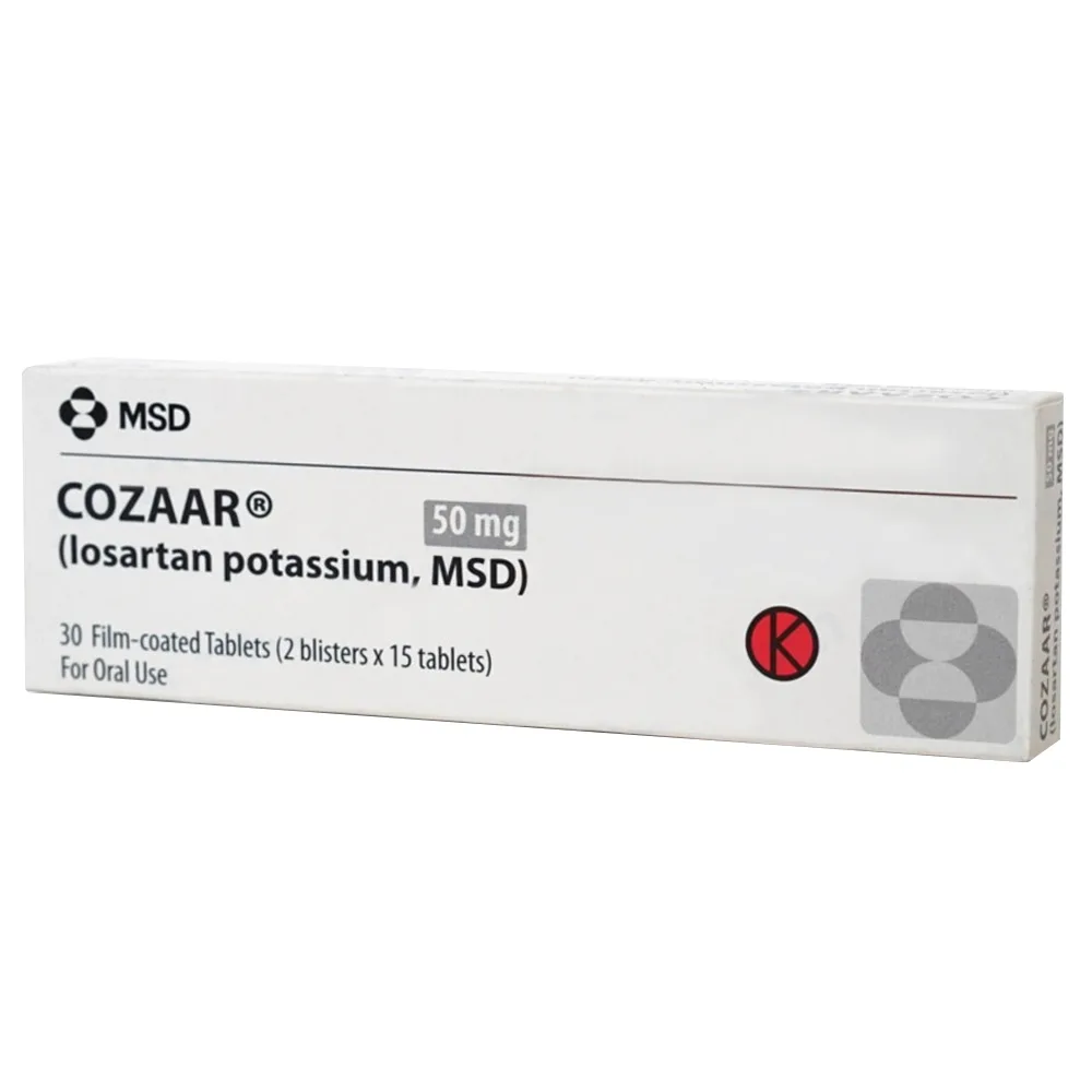 Hình ảnh Thuốc Cozaar 50mg MSD điều trị tăng huyết áp (2 vỉ x 15 viên)