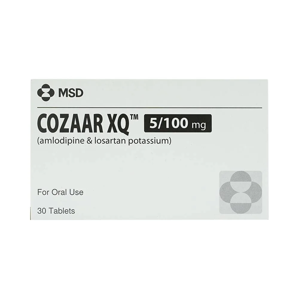 Hình ảnh Thuốc Cozaar XQ 5/100mg MSD điều trị cao huyết áp vô căn (3 vỉ x 10 viên)