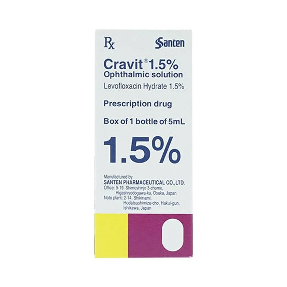 Hình ảnh Thuốc nhỏ mắt Cravit 1.5% Santen điều trị viêm bờ mi, viêm túi lệ, lẹo (5ml)
