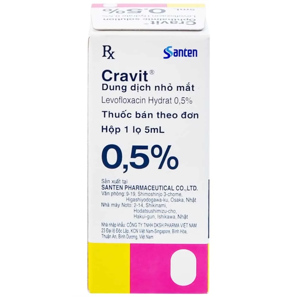 Hình ảnh Thuốc nhỏ mắt Cravit 0.5% Santen điều trị viêm bờ mi, viêm túi lệ, lẹo (5ml)