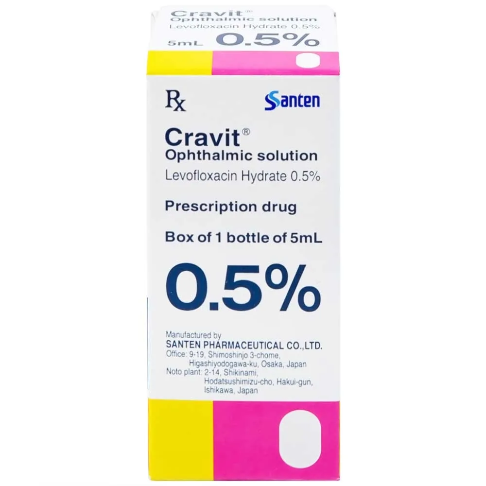 Hình ảnh Thuốc nhỏ mắt Cravit 0.5% Santen điều trị viêm bờ mi, viêm túi lệ, lẹo (5ml)