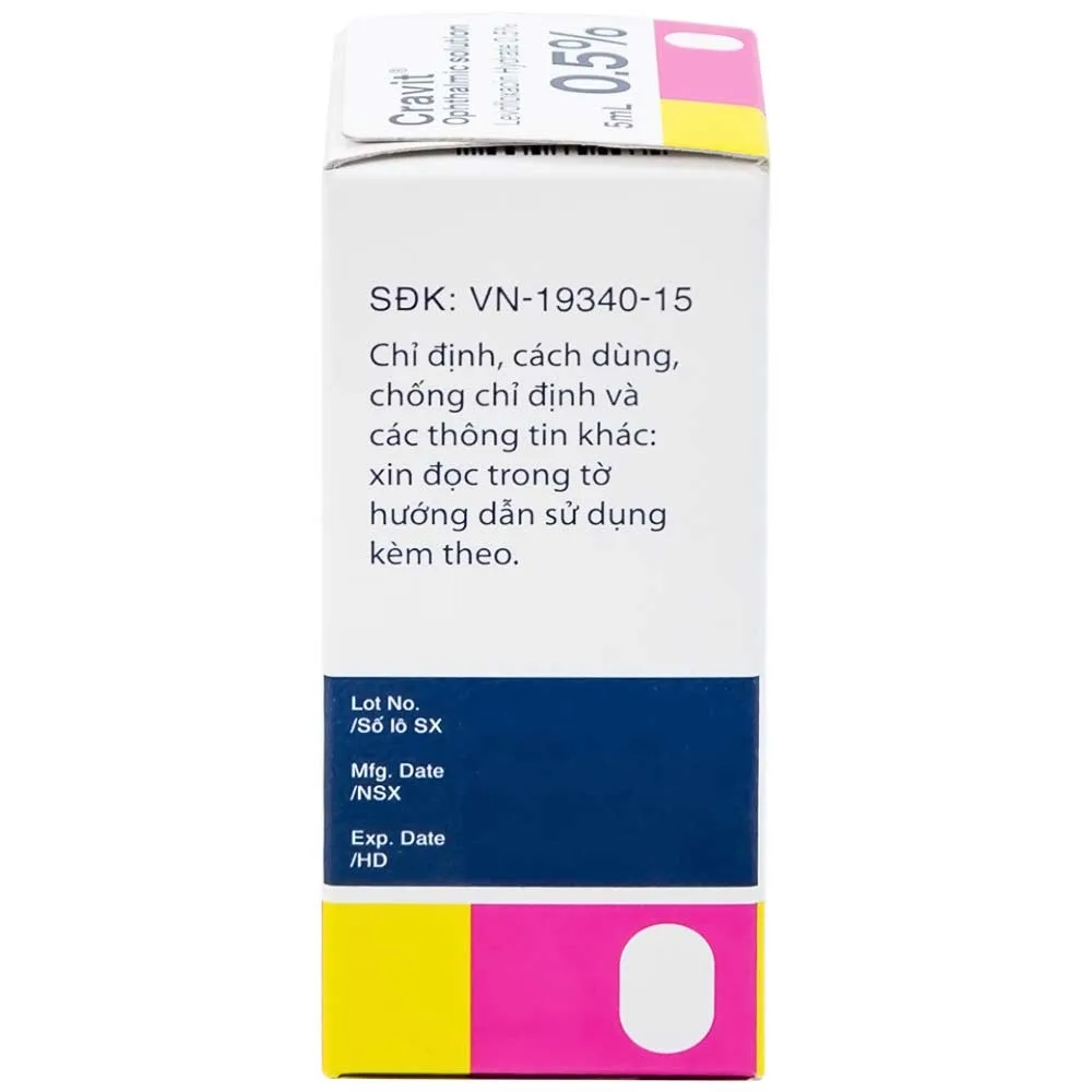 Hình ảnh Thuốc nhỏ mắt Cravit 0.5% Santen điều trị viêm bờ mi, viêm túi lệ, lẹo (5ml)