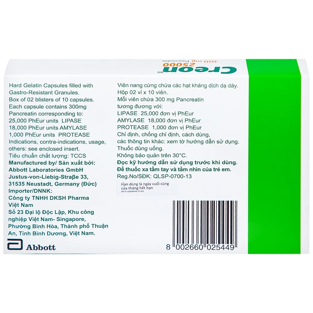 Hình ảnh Thuốc Creon 25000 Abbott điều trị thiểu năng tụy ngoại tiết (20 viên)