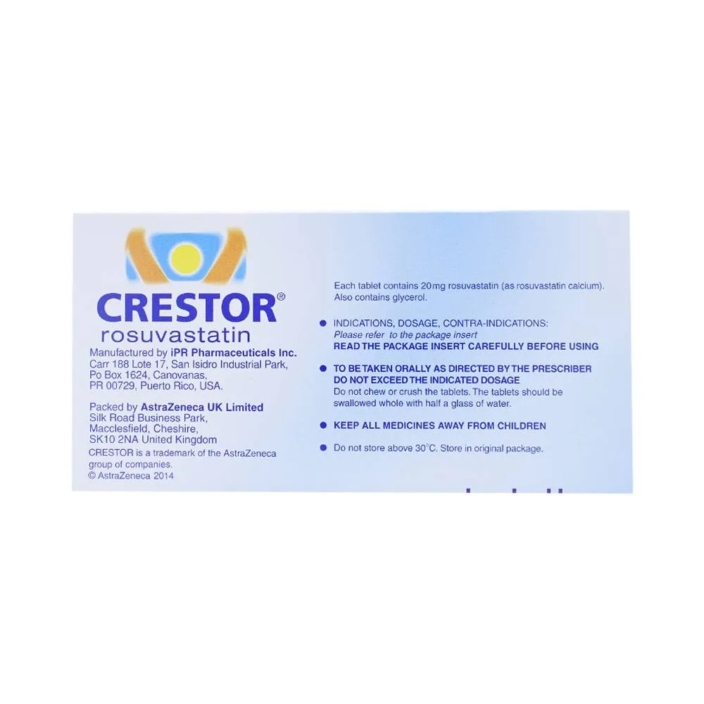 Hình ảnh Thuốc Crestor 20mg AstraZeneca điều trị tăng cholesterol máu nguyên phát (2 vỉ x 14 viên)
