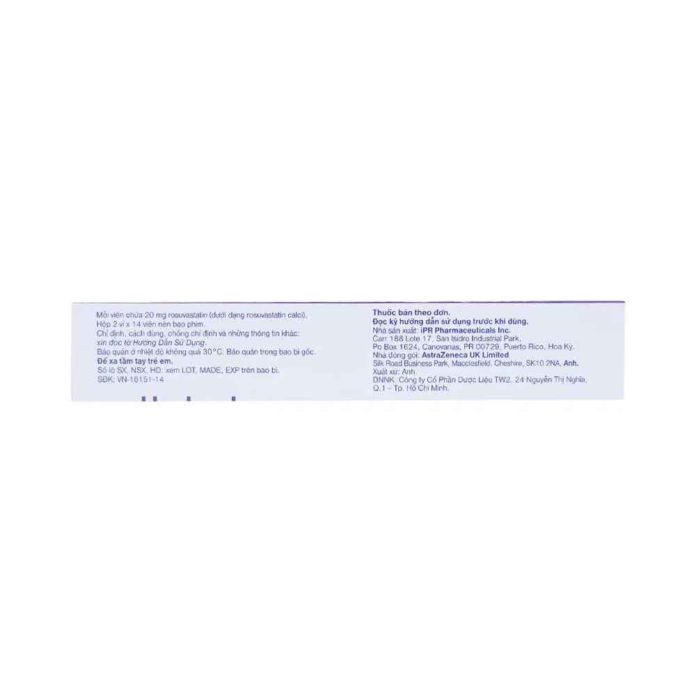 Hình ảnh Thuốc Crestor 20mg AstraZeneca điều trị tăng cholesterol máu nguyên phát (2 vỉ x 14 viên)