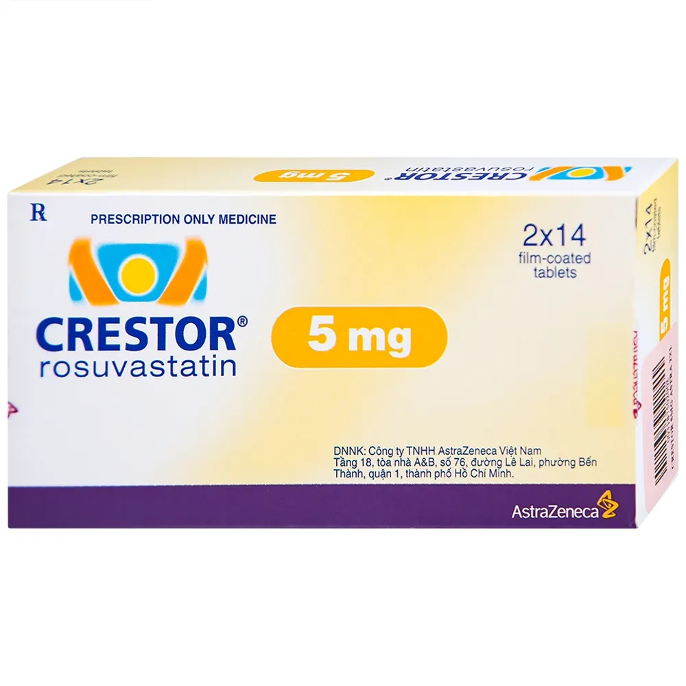 Hình ảnh Thuốc Crestor 5mg AstraZeneca điều trị tăng cholesterol máu nguyên phát (2 vỉ x 14 viên)
