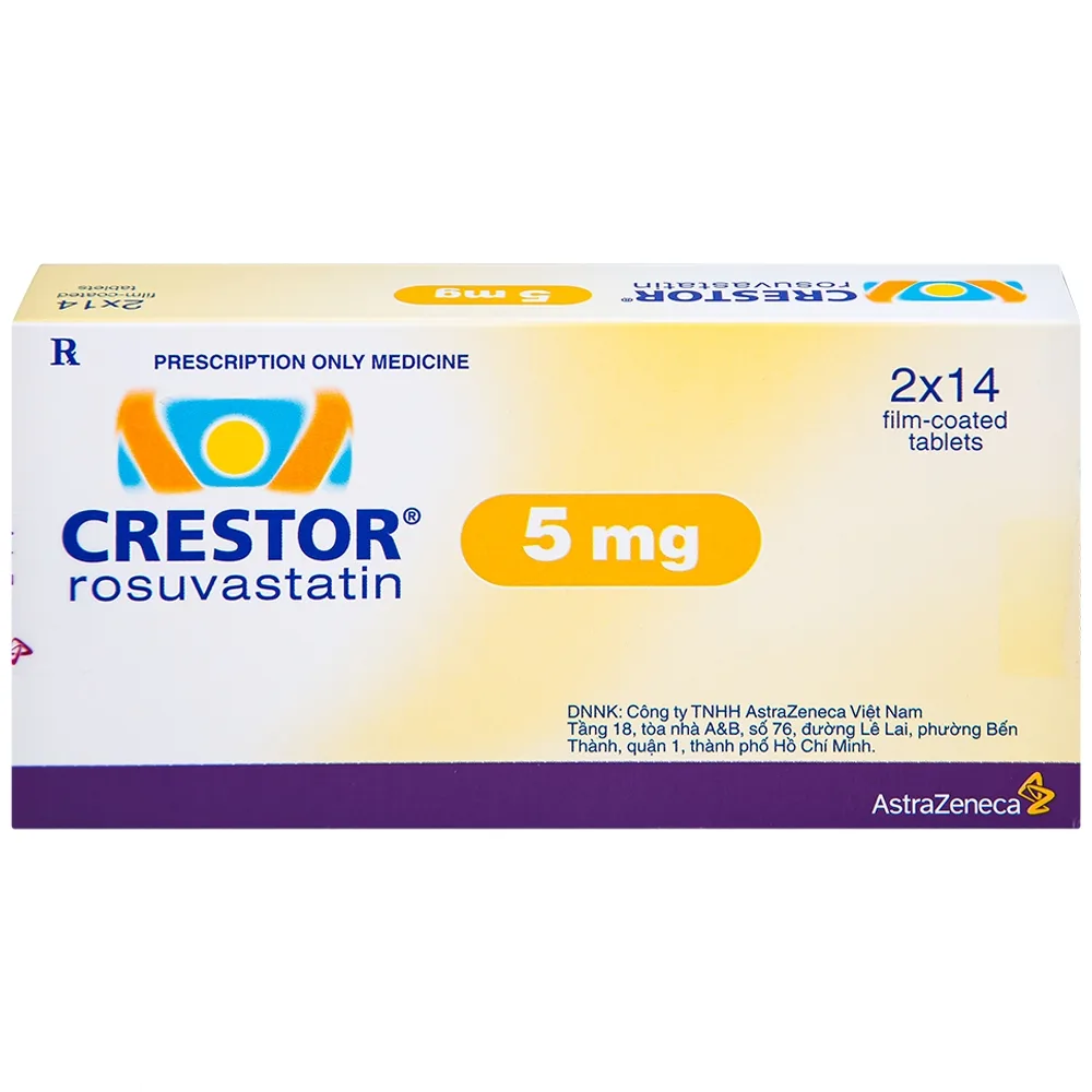 Hình ảnh Thuốc Crestor 5mg AstraZeneca điều trị tăng cholesterol máu nguyên phát (2 vỉ x 14 viên)