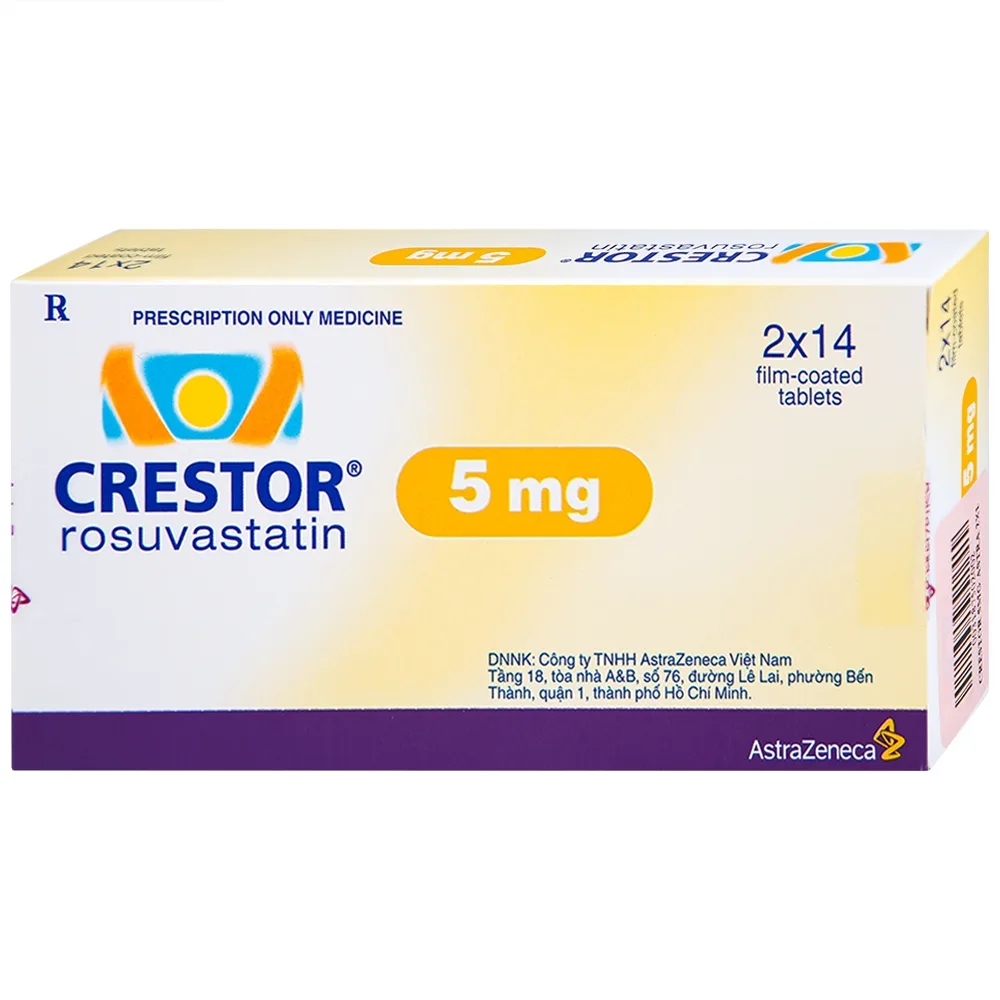 Hình ảnh Thuốc Crestor 5mg AstraZeneca điều trị tăng cholesterol máu nguyên phát (2 vỉ x 14 viên)