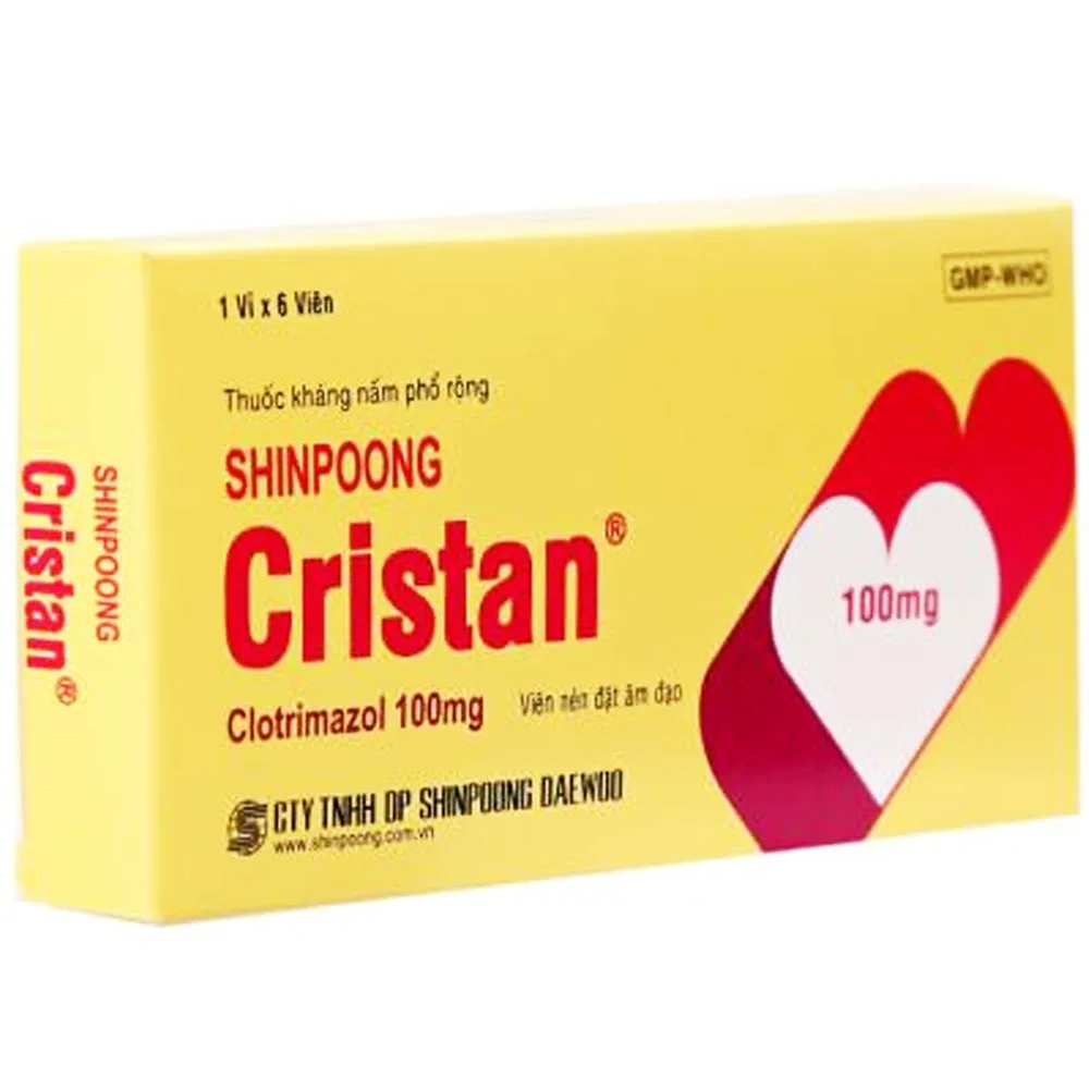 Hình ảnh Viên đặt âm đạo Shinpoong Cristan điều trị nấm Candida âm đạo (1 vỉ x 6 viên)