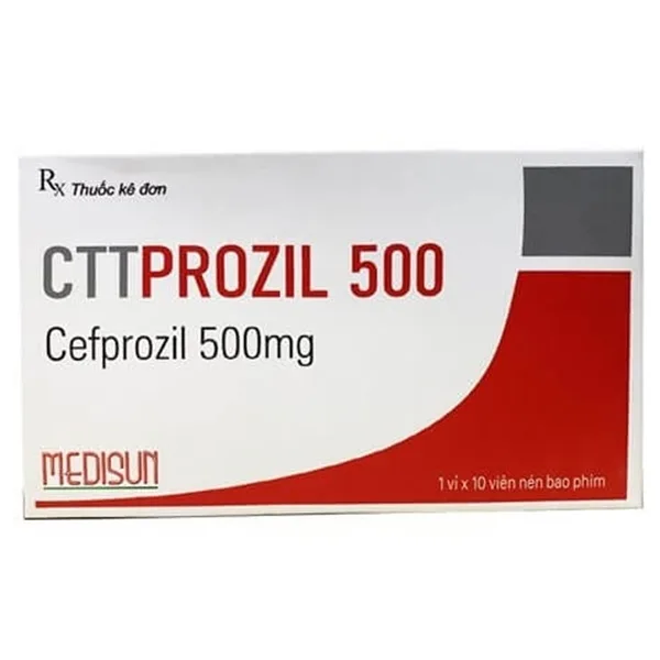 Hình ảnh Thuốc Cttprozil 500 Medisun điều trị viêm tai giữa cấp tính, viêm họng, viêm amidan (1 vỉ x 10 viên)