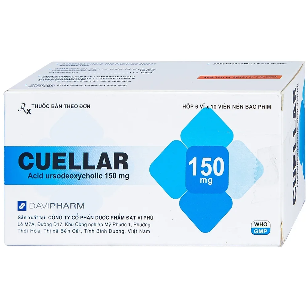 Hình ảnh Thuốc Cuellar 150mg Davi Pharm dùng để hòa tan các sỏi cholesterol mật (6 vỉ x 10 viên)