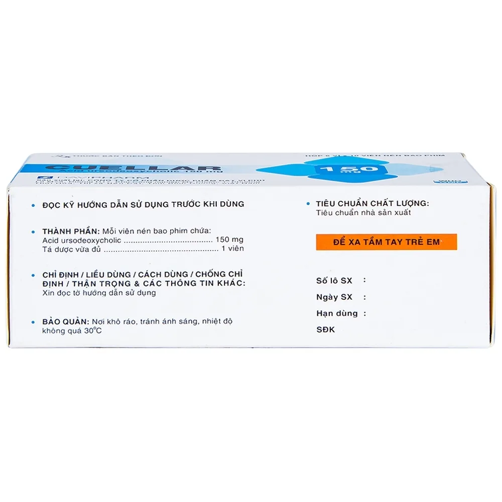 Hình ảnh Thuốc Cuellar 150mg Davi Pharm dùng để hòa tan các sỏi cholesterol mật (6 vỉ x 10 viên)