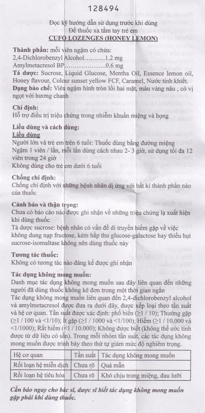 Hình ảnh Viên ngậm Cufo vị mật ong chanh hỗ trợ điều trị triệu chứng trong nhiễm khuẩn miệng và họng (2 vỉ x 12 viên)