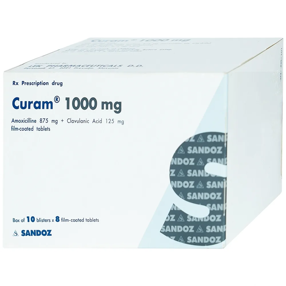 Hình ảnh Thuốc Curam 1000mg Sandoz điều trị nhiễm khuẩn (10 vỉ x 8 viên)