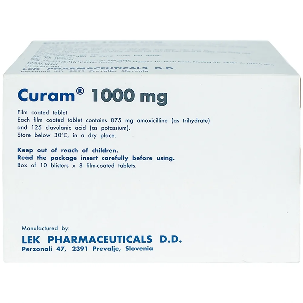 Hình ảnh Thuốc Curam 1000mg Sandoz điều trị nhiễm khuẩn (10 vỉ x 8 viên)