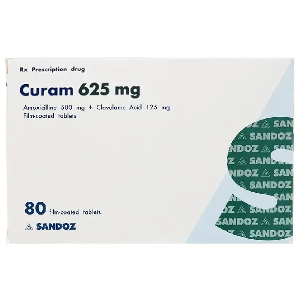 Hình ảnh Thuốc Curam 625mg Sandoz điều trị nhiễm khuẩn (10 vỉ x 8 viên)