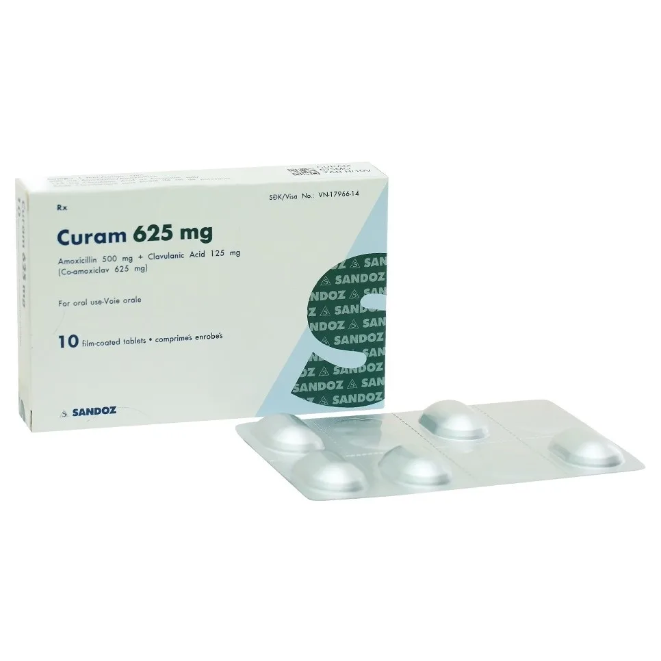 Hình ảnh Thuốc Curam 625mg Sandoz điều trị nhiễm khuẩn (2 vỉ x 5 viên)