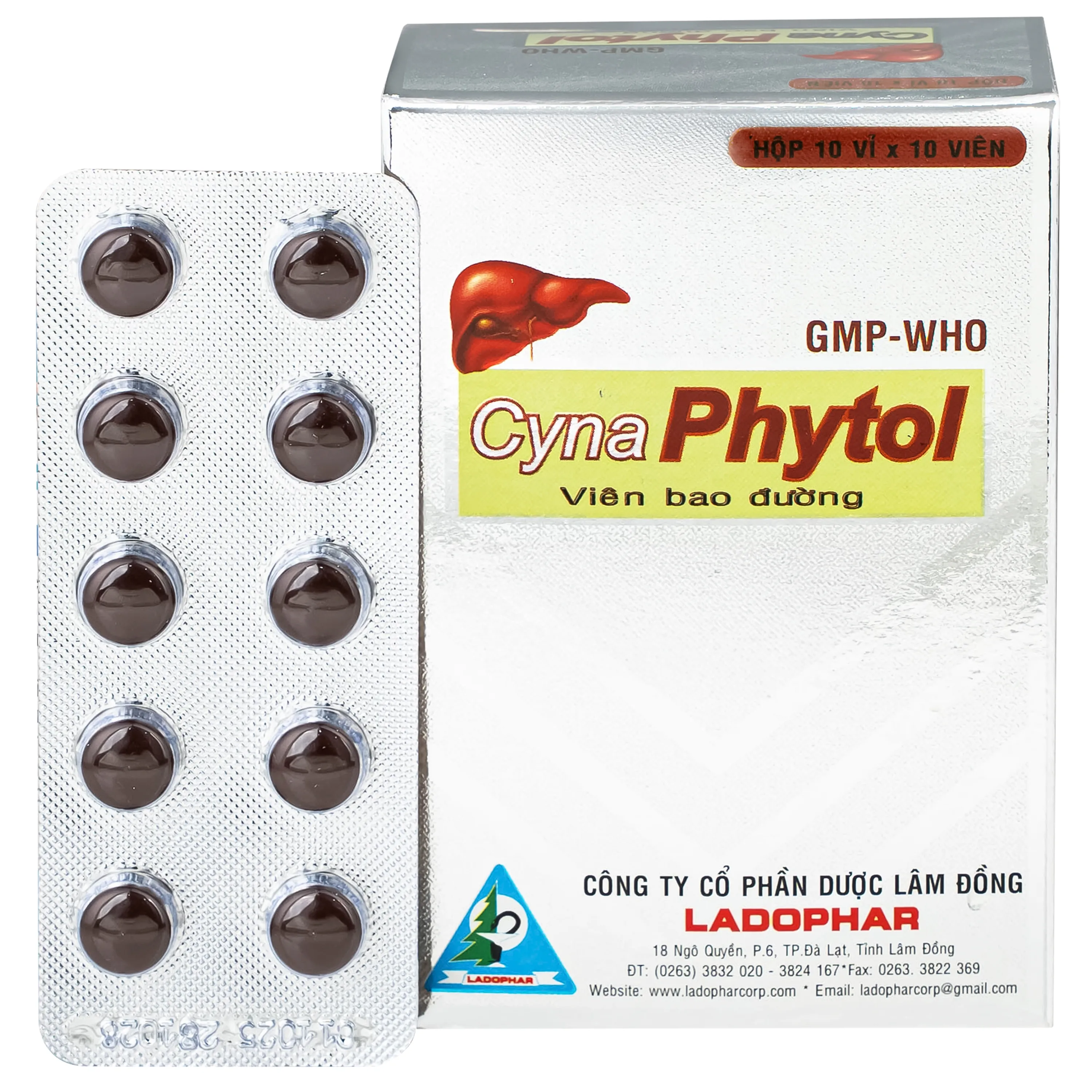 Hình ảnh Thuốc Cynaphytol Ladophar Giải độc gan, thông mật, lợi tiểu, nhuận tràng (10 vỉ x 10 viên)