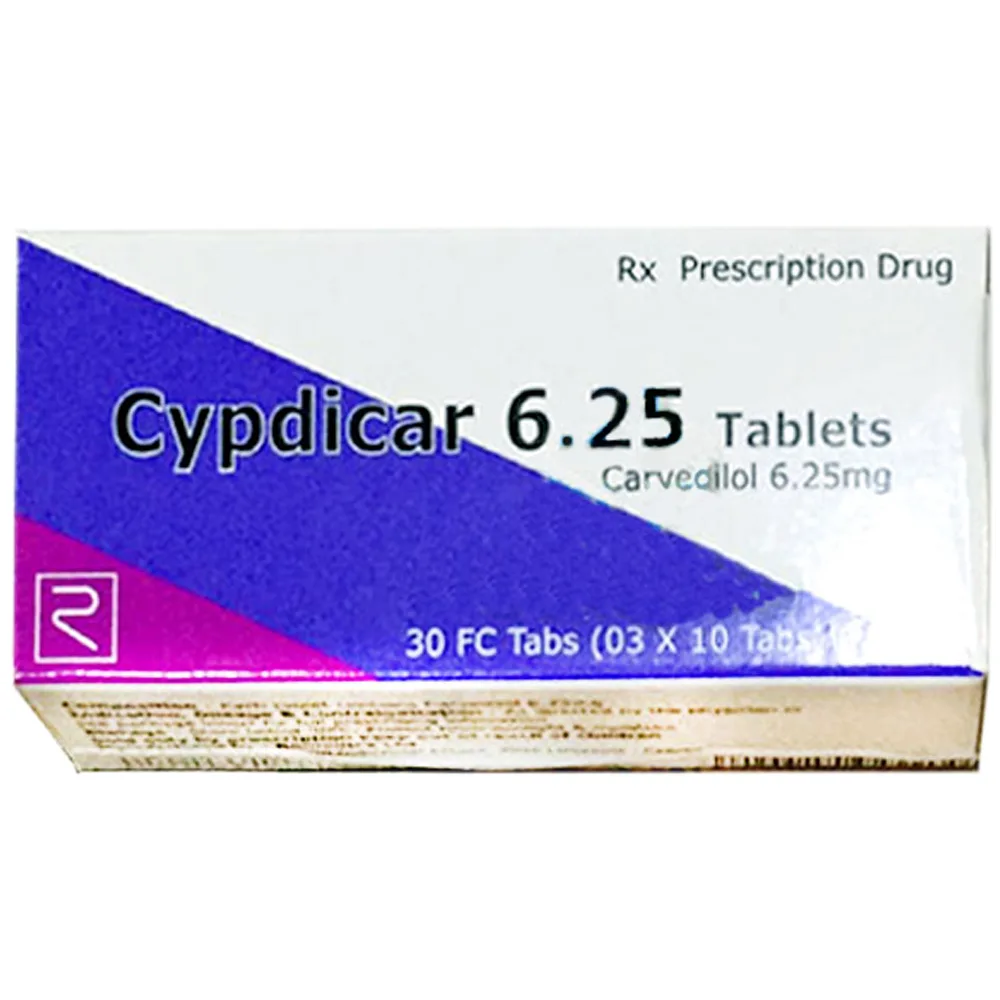 Hình ảnh Thuốc Cypdicar 6.25mg Remedica điều trị tăng huyết áp (3 vỉ x 10 viên)