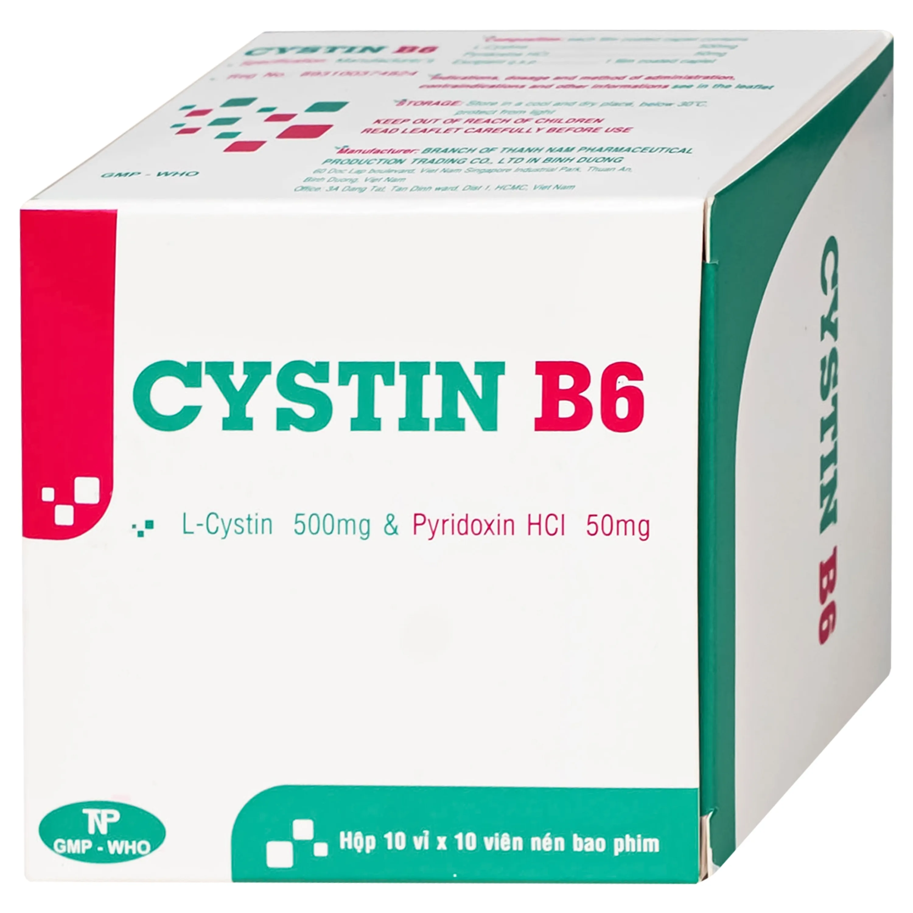 Hình ảnh Thuốc Cystin B6 TNP điều trị các bệnh lý liên quan đến tóc và loạn dưỡng móng ( 10 vỉ x 10 viên)