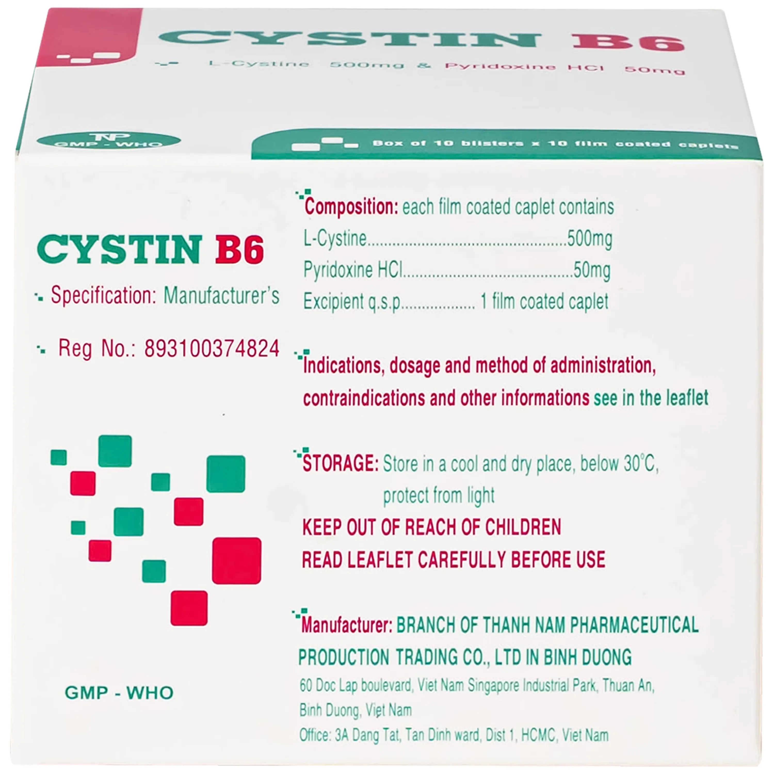 Hình ảnh Thuốc Cystin B6 TNP điều trị các bệnh lý liên quan đến tóc và loạn dưỡng móng ( 10 vỉ x 10 viên)