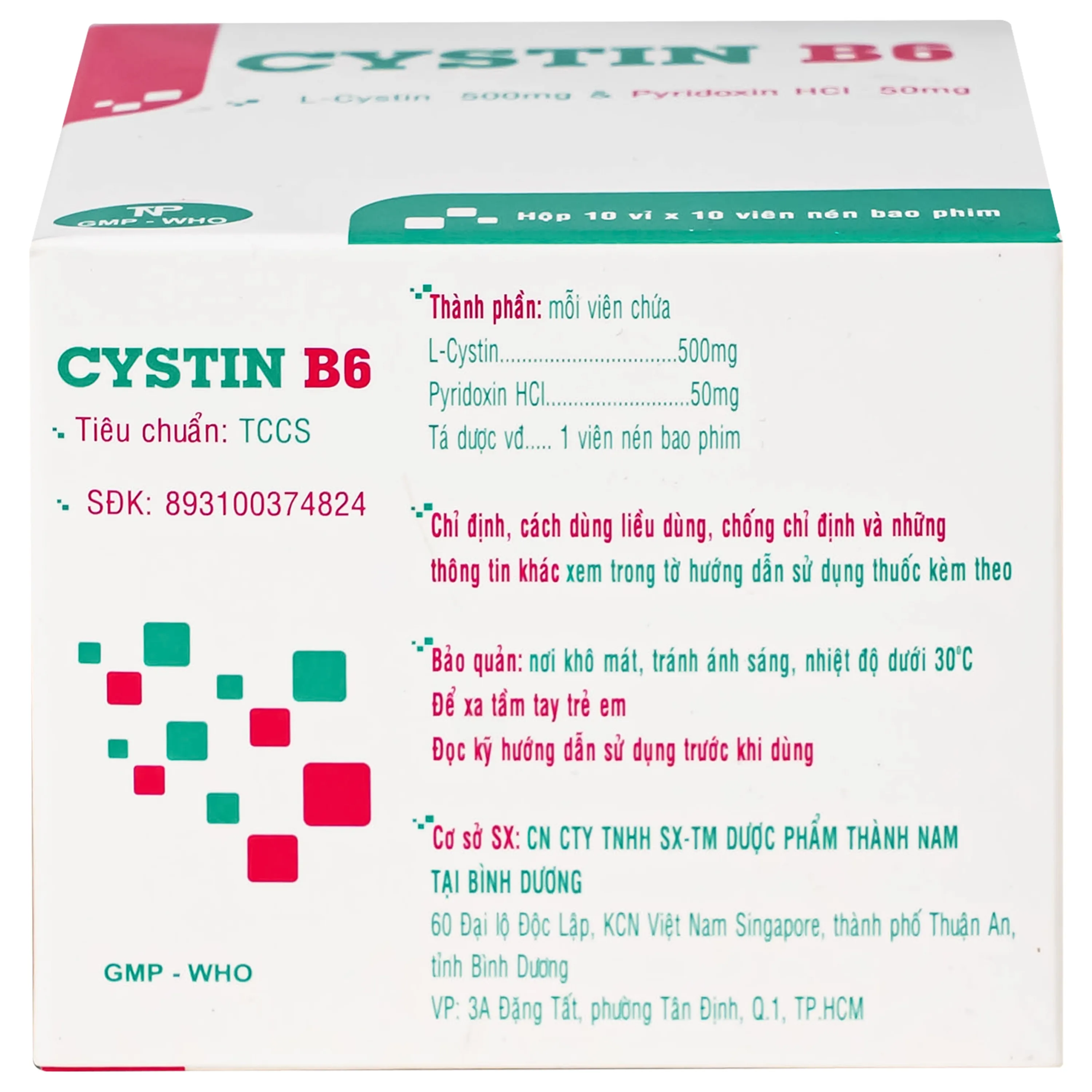Hình ảnh Thuốc Cystin B6 TNP điều trị các bệnh lý liên quan đến tóc và loạn dưỡng móng ( 10 vỉ x 10 viên)