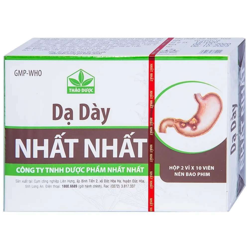 Hình ảnh Thuốc Dạ Dày Nhất Nhất điều trị viêm loét dạ dày, hành tá tràng cấp và mãn tính (2 vỉ x 10 viên)