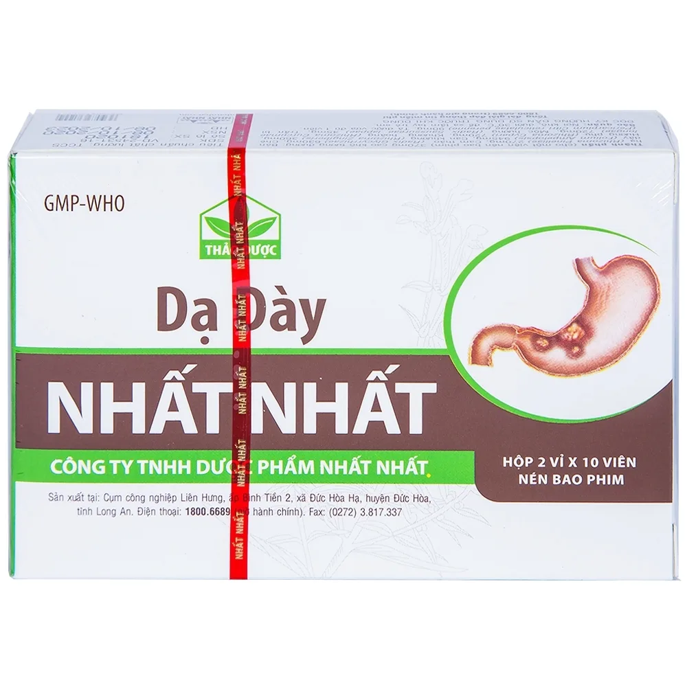 Hình ảnh Thuốc Dạ Dày Nhất Nhất điều trị viêm loét dạ dày, hành tá tràng cấp và mãn tính (2 vỉ x 10 viên)