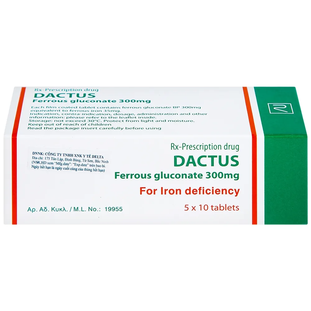Hình ảnh Thuốc Dactus 300mg Remedica dự phòng và điều trị thiếu máu, thiếu sắt (50 viên)