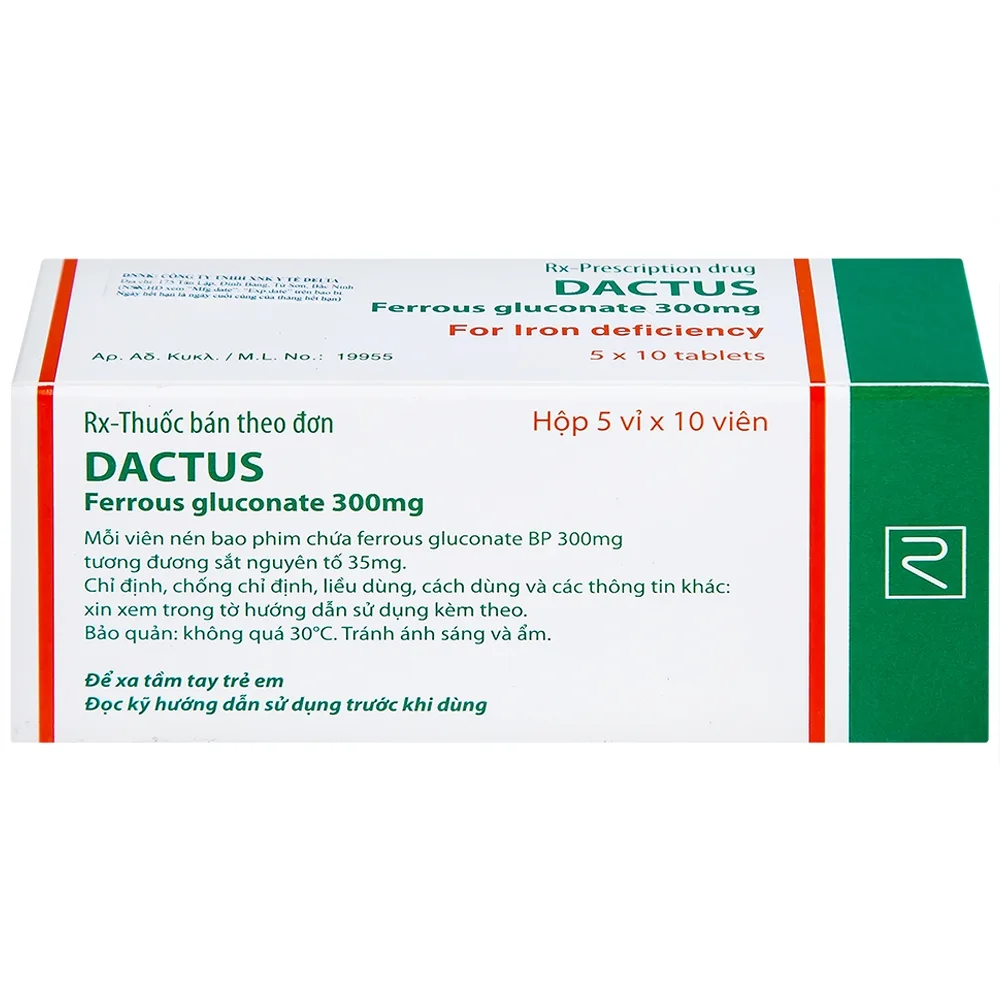 Hình ảnh Thuốc Dactus 300mg Remedica dự phòng và điều trị thiếu máu, thiếu sắt (50 viên)