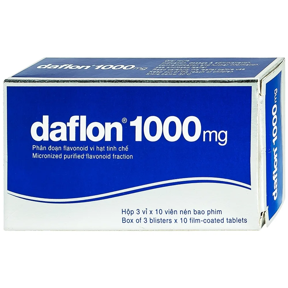 Hình ảnh Thuốc Daflon 1000mg Servier điều trị triệu chứng thực thể liên quan đến trĩ cấp (3 vỉ x 10 viên)