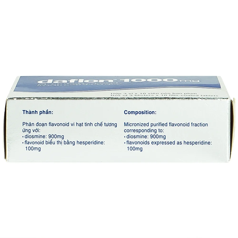 Hình ảnh Thuốc Daflon 1000mg Servier điều trị triệu chứng thực thể liên quan đến trĩ cấp (3 vỉ x 10 viên)